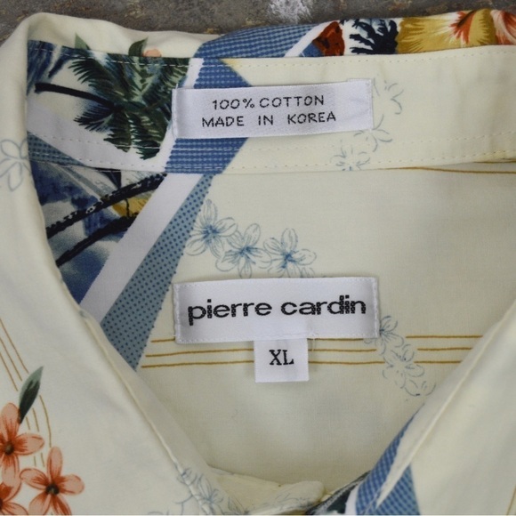 Pierre Cardin Hawaiian Postcard Cotton Short Sleeve Button Down Shirt - Size XL - Picture 3 of 6